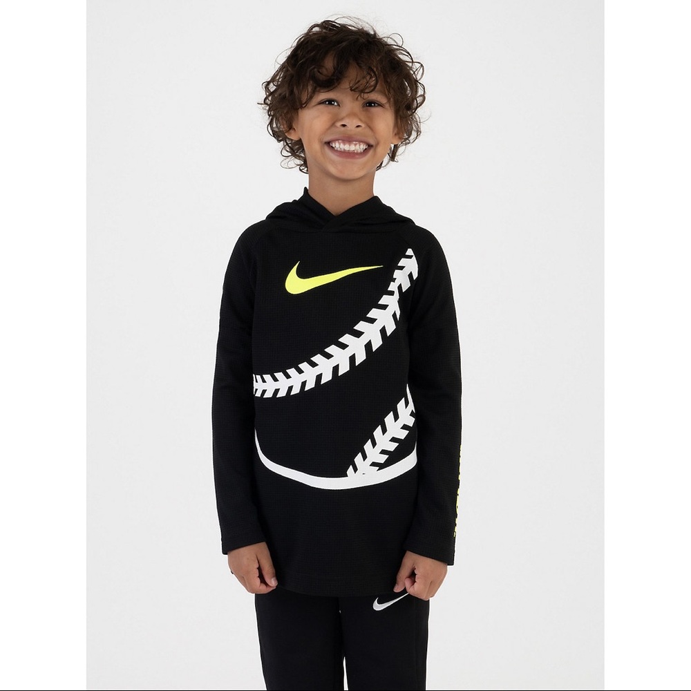 Nike Little Boy's Dri-FIT Ball Graphic Hooded Thermal Long Sleeve T-Shirt